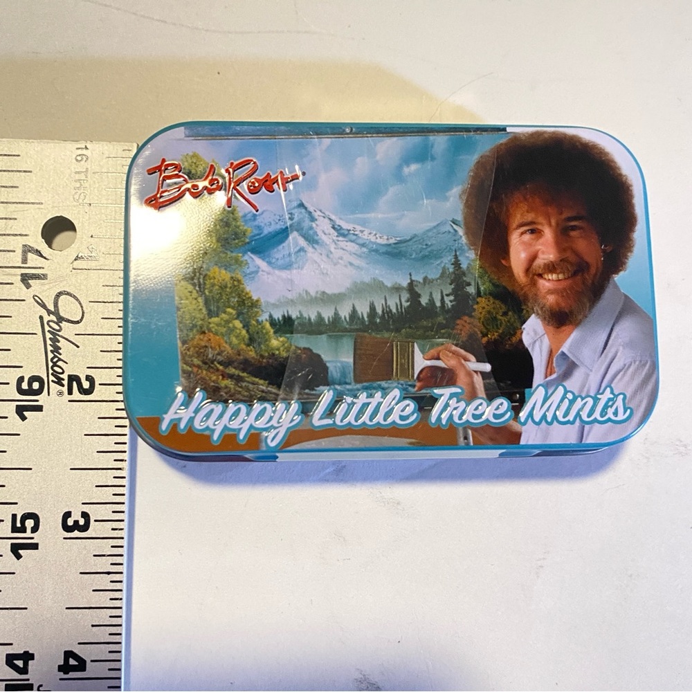 Bob Ross “Happy Little Trees” tin NIP sealed 2”x4”x1”